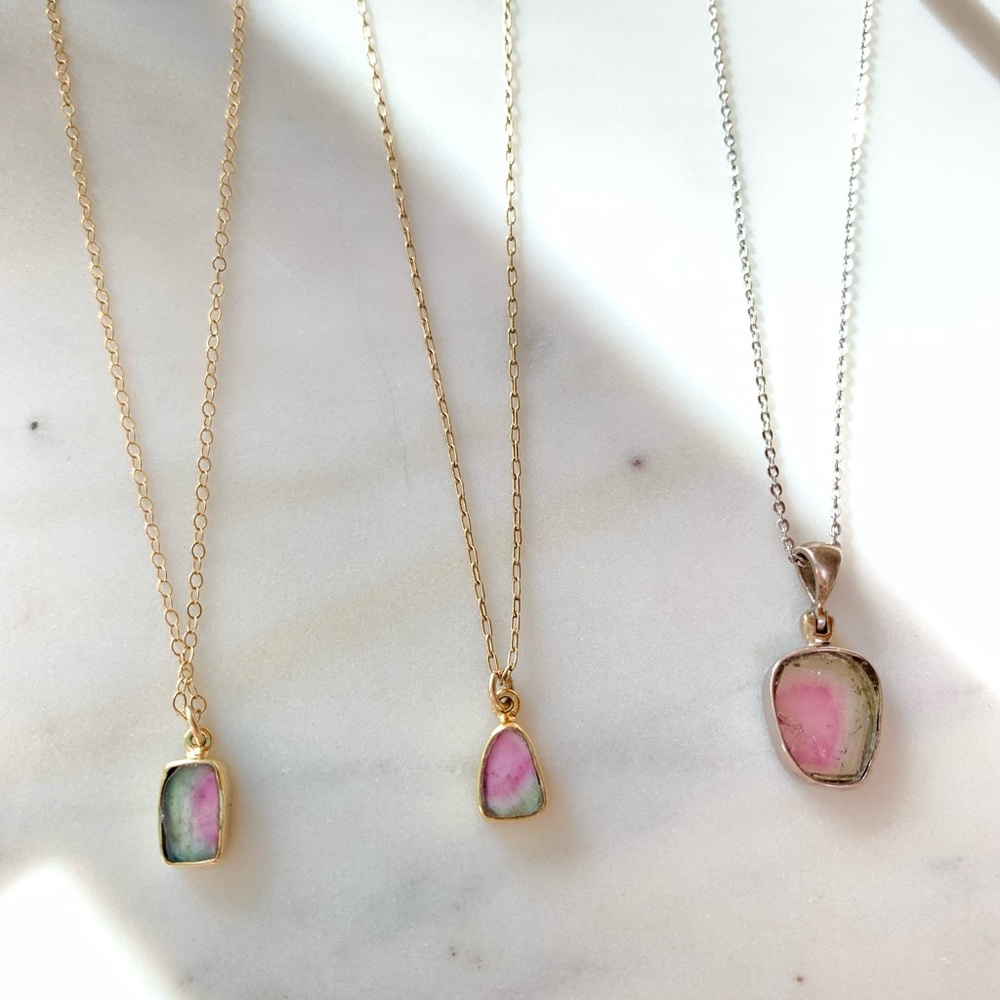 Watermelon Tourmaline Pendant Necklace